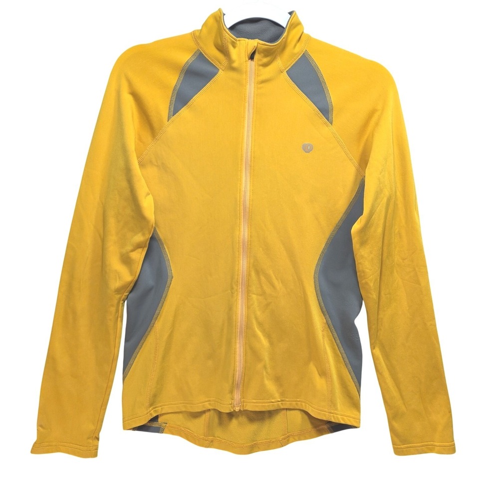 Pearl Izumi Full Zip Cycling Jersey Jacket Womens L LS Reflective Pockets Yellow